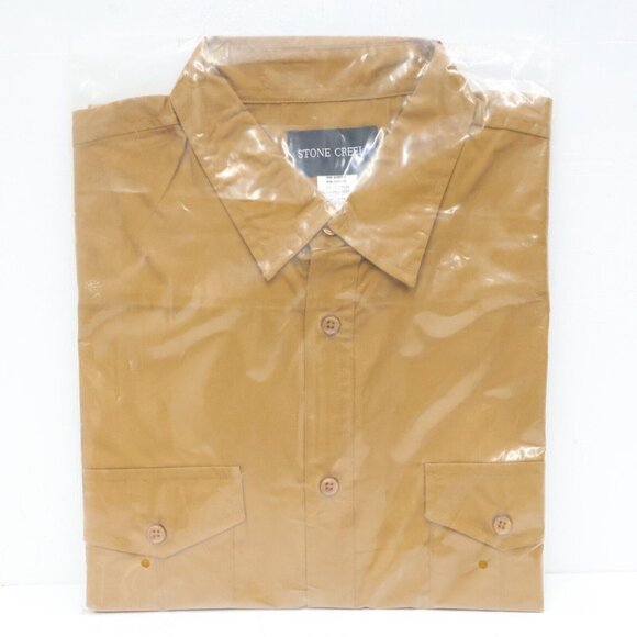 NWT Stone Creek Mens Button Up Shirt Size XL Brown Twin Breast Pockets - Picture 4 of 7